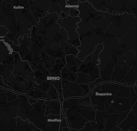 Map of Brno showing the Battswap station in Líšeň